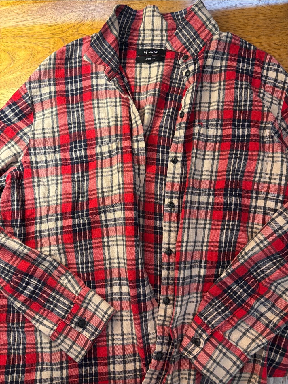 Madewell Women’s Red Plaid Flannel Shirt - Picture 1 of 4